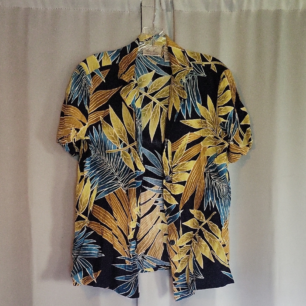 Kathie Lee Collection Tropical Leaf Button Down Shirt
